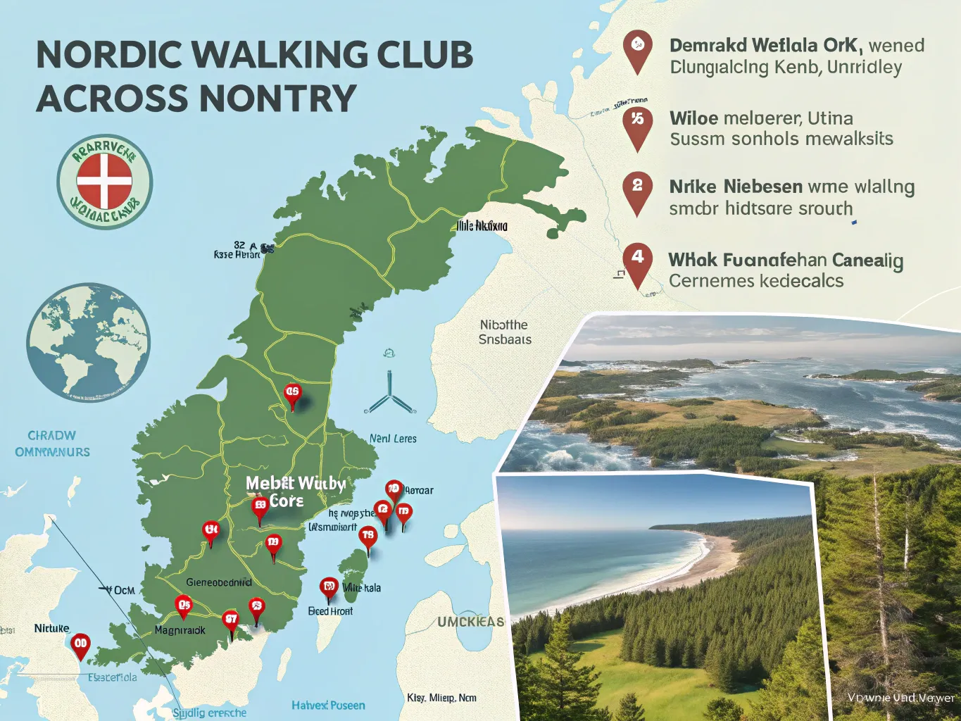 Kort over Nordic Walking klubber i Danmark